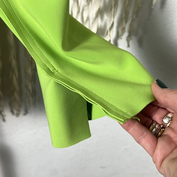 Norma Kamali Peak Lapels Single Breasted Blazer in Neon Green Size M/38 - Picture 6 of 15